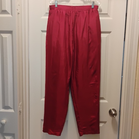 NWT Vintage EVR 80s 90s 100% Silk Windbreaker SweatSuit Red Quilted Studded Sz L - Picture 8 of 14